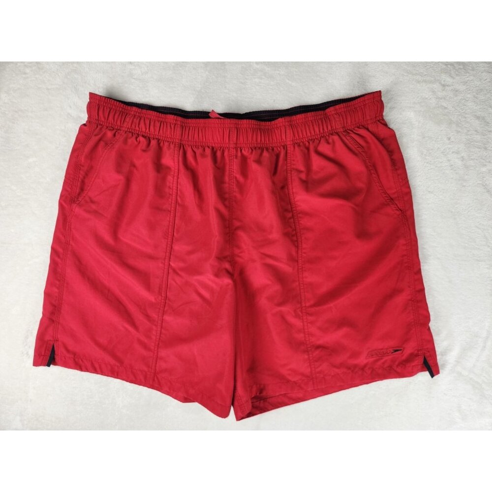 Speedo‎ Mens Shorts Swim Trunks Red Size XXL String Waistband